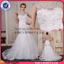 hot sales in Euro Appliqued lace top meimaid skirt with safety zipper cheap wedding dresses made in china